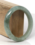 Baikalla Natural Deep Oil-Green Jadeite Jade "Half Round" Bangle Bracelet (57.8mm)