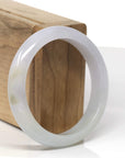 Baikalla Natural Light Lavender & Light Green Jadeite Jade "Half Round" Bangle Bracelet (56.5mm)