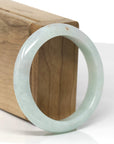 Baikalla Natural Light Green W/ Sajin (Golden Dust) Jadeite Jade "Half Round" Bangle Bracelet (55.2mm)