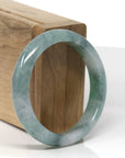 Baikalla Natural Icy Vibrant Green & Wuji Jadeite Jade "Half Round" Bangle Bracelet (54.4mm)