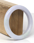 Baikalla Natural Light Lavender & Light Green Patches Jadeite Jade "Half Round" Bangle Bracelet (57.1mm)