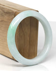 Baikalla Natural Apple-Green Patch Jadeite Jade "Half Round" Bangle Bracelet (56.4mm)