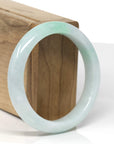 Baikalla Natural Apple-Green Patch Jadeite Jade "Half Round" Bangle Bracelet (56.4mm)