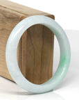 Baikalla Natural Apple-Green Patch Jadeite Jade "Half Round" Bangle Bracelet (56.4mm)