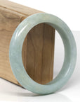 Baikalla Natural Light Blue-Green Jadeite Jade "Half Round" Bangle Bracelet (56.9mm)