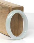 Baikalla Natural Icy Light Green Jadeite Jade Oval Bangle (52mm)