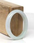 Baikalla Natural Icy Light Green Jadeite Jade Oval Bangle (52mm)