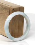 Baikalla Natural Light Blue-Green Flower & Sajin (Golden Dust) Jadeite Jade Oval Bangle (54.5mm)