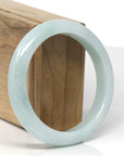 Baikalla Natural Light Apple-Green Jadeite Jade "Half Round" Bangle Bracelet (58.6mm)