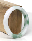Baikalla Natural Deep Green Flower Jadeite Jade "Half Round" Bangle Bracelet (57.4mm)