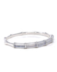 High-End Natural Icy Jadeite Jade 18kw Gold "Bamboo" Bangle Bracelet W/ Natural Diamonds