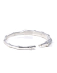 High-End Natural Icy Jadeite Jade 18kw Gold "Bamboo" Bangle Bracelet W/ Natural Diamonds