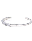 High-End Natural Icy Jadeite Jade 18kw Gold "Bamboo" Bangle Bracelet W/ Natural Diamonds