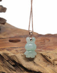 Baikalla Natural Icy Green Jadeite Jade "Lucky Bunny" Pendant W/ 14kr Gold Bail