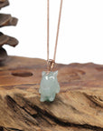 Baikalla Natural Icy Green Jadeite Jade "Shadow Ghost" Pendant W/ 14kr Gold Bail