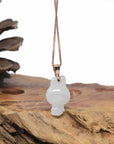 Baikalla Natural Icy Jadeite Jade "Joy Bunny" Pendant W/ 14kr Gold Bail