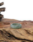 Baikalla Natural Icy Oil Green Jadeite Jade Traditional Ring