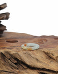 Baikalla Natural Icy Light Green & Sajin (Golden Dust) Jadeite Jade Traditional Ring