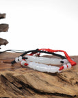 Natural Jadeite Jade "Lotus Root" Carving Braided Nylon Adjustable Drawstring Bracelet