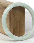 Baikalla Natural Light Green Jadeite Jade "Half Round" Bangle Bracelet (64.9mm)