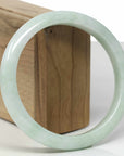 Baikalla Natural Light Green Jadeite Jade "Half Round" Bangle Bracelet (64.9mm)