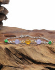 Baikalla Natural Multi-Color Jadeite Jade Cabochon 18kwy Gold Bracelet W/ Natural Diamonds