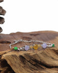 Baikalla Natural Multi-Color Jadeite Jade Cabochon 18kwy Gold Bracelet W/ Natural Diamonds