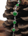 Baikalla Natural Imperial Green Jadeite Jade Cabochon 18kw Gold Bracelet W/ Natural Diamonds