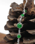 Baikalla Natural Imperial Green Jadeite Jade Cabochon 18kw Gold Bracelet W/ Natural Diamonds