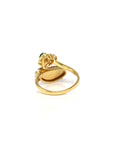 18k Yellow Gold Natural icy Yellow & Imperial Hulu Jadeite Jade By-Pass Ring w/ Natural Diamonds