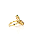 18k Yellow Gold Natural icy Yellow & Imperial Hulu Jadeite Jade By-Pass Ring w/ Natural Diamonds
