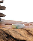 Natural Burmese Icy Yellow & Blue Flower Jadeite Jade Band Ring