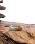 Natural Burmese Green & Red Jadeite Jade Band Ring