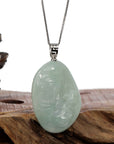 Baikalla Jewelry Jadeite Jade Buddha & Guanyin Copy of Genuine Burmese light Green Jadeite Jade Guanyin Pendant Necklace