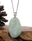 Baikalla Jewelry Jadeite Jade Buddha & Guanyin Copy of Genuine Burmese light Green Jadeite Jade Guanyin Pendant Necklace