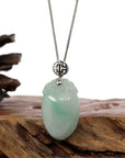 Baikalla Jewelry Jade Pendant Copy of Copy of Copy of "Shou Tao" (Longevity Peach) Natural Light green Jadeite Jade, Necklace With Silver Bail