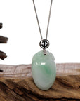 Baikalla Jewelry Jade Pendant Copy of Copy of Copy of "Shou Tao" (Longevity Peach) Natural Light green Jadeite Jade, Necklace With Silver Bail