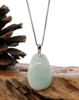 Baikalla Jewelry Jade Pendant Copy of Copy of "Shou Tao" (Longevity Peach) Natural Light green Jadeite Jade, Necklace With Silver Bail