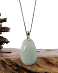 Baikalla Jewelry Jade Pendant Copy of Copy of "Shou Tao" (Longevity Peach) Natural Light green Jadeite Jade, Necklace With Silver Bail