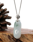 Baikalla Jewelry Jade Pendant Copy of "Shou Tao" (Longevity Peach) Natural Blue green Jadeite Jade, Necklace With Silver Bail