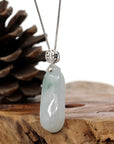Baikalla Jewelry Jade Pendant Copy of "Shou Tao" (Longevity Peach) Natural Blue green Jadeite Jade, Necklace With Silver Bail