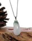 Baikalla Jewelry Jade Pendant "Shou Tao" (Longevity Peach) Natural Blue green Jadeite Jade, Necklace With Silver Bail