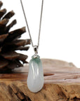Baikalla Jewelry Jade Pendant "Shou Tao" (Longevity Peach) Natural Blue green Jadeite Jade, Necklace With Silver Bail