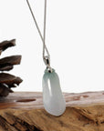 Baikalla Jewelry Jade Pendant "Shou Tao" (Longevity Peach) Natural Blue green Jadeite Jade, Necklace With Silver Bail