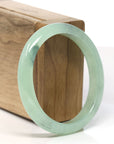 Baikalla Natural icy Apple Green Jadeite Jade Oval Bangle Bracelet (57.2 mm)