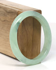 Baikalla Natural icy Apple Green Jadeite Jade Oval Bangle Bracelet (57.2 mm)