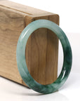 Baikalla Natural Forest Green Jadeite Jade Oval Bangle Bracelet (52.5 mm)