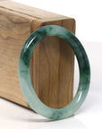 Baikalla Natural Forest Green Jadeite Jade Oval Bangle Bracelet (52.5 mm)