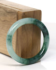 Baikalla Natural Forest Green Jadeite Jade Oval Bangle Bracelet (52.5 mm)