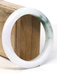 Baikalla Natural Jadeite Jade White With Blue Green Flower Bangle Bracelet (59.7 mm)